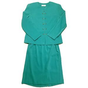 DRAPER’S & DAMON’S Petites Size 12  Skirt Suit 2 Piece Set Long Sleeve Jacket